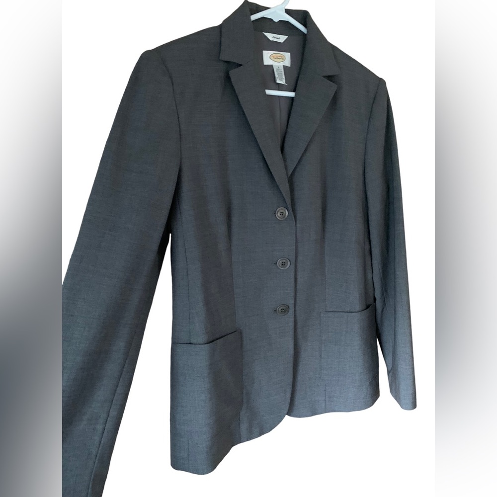 Talbots Wool Gray Three Button Career Blazer Jack… - image 2